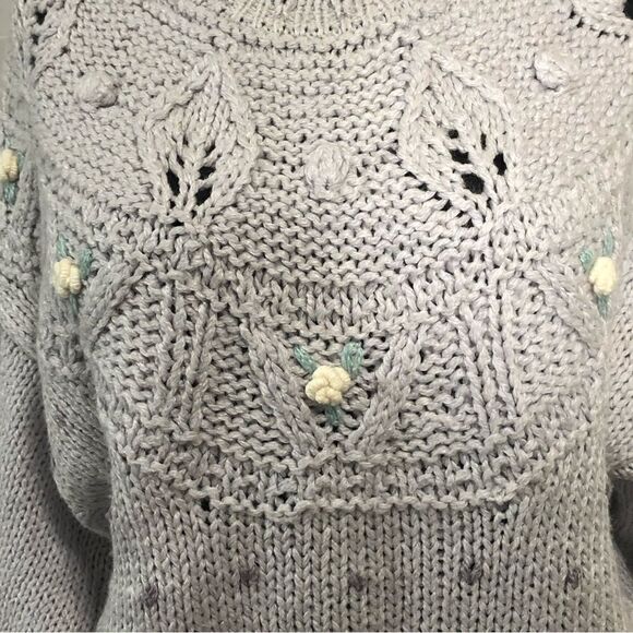 Vintage 90s Floral 3D Textured Sweater Violet Size Small - Picture 5 of 10